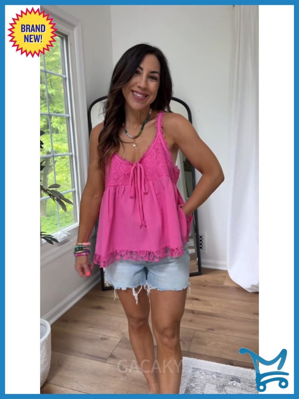 Cotton Lace Tank Top - Boho Crop Top Summer Beach Y2k - Picture 5 of 5